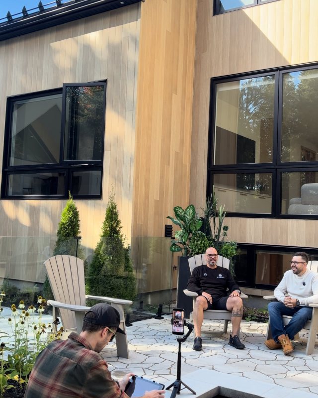 The Be Wise team during the filming of an outdoor interview for a client